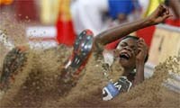 La Nigériane Blessing Okagbare a assuré sa médaille de bronze dès le 1er saut à 6m91.  (Photo : Reuters)