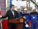 Mikheil Saakashvili, lors de l'inauguration du terminal pétrolier de Kulevi, sur le littoral de la mer Noire en Géorgie, le 16 mai 2008.