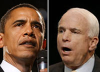Les candidats à la Maison Blanche Barack Obama et John McCain entrent dans la dernière ligne droite de la campagne électorale où tous les coups sont permis.(Photo: Reuters / Montage : RFI)