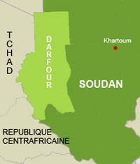 Le Conseil de sécurité a prolongé d'un an le mandat de la force de paix Onu-Union africaine (Minuad) au Darfour.(Carte : RFI / E. Dupard)