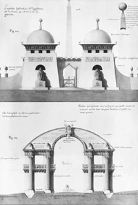 La petite habitation à l'égyptienne par Jean-Jacques Lequeu, vers 1800, Bibliothèque nationale de France, Paris.© BNF