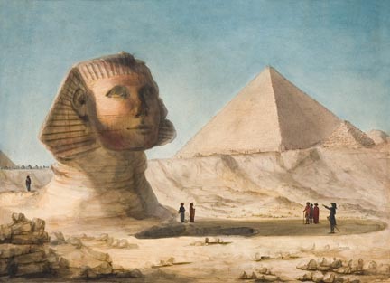 Vue du sphinx et de la grande pyramide par Nicolas-Jacques Conté.Collection du Baron Thénard