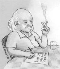 Caricature de Vinicius de Moraes par André Koehne.(Domaine public)