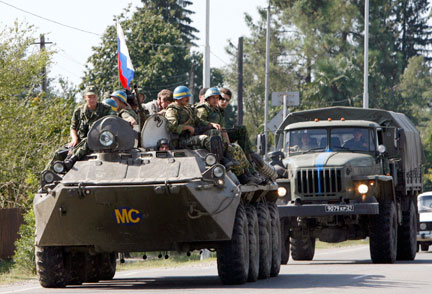 Les forces russes se sont retirées de cinq positions stratégiques de l'ouest de la Géorgie, le samedi 13 septembre 2008.(Photo: Reuters)