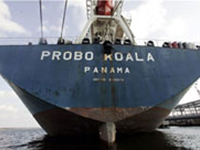 Probo Koala, le navire qui a déversé des déchets toxiques dans la nuit du 19 août 2006, à Abidjan en Cote d'Ivoire.( PHOTO : AFP )