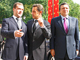 Le président russe, Dmitri Medvedev (G), le président en exercice de l'Union européenne Nicolas Sarkozy (C) et le président de la Commission José Manuel Barroso à Moscou, le 8 septembre 2008. (Photo : Reuters)
