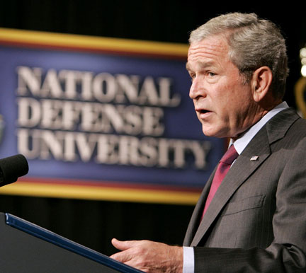 George W. Bush lors de son allocution devant la National Defense University, le 9 septembre 2008.(Photo : Reuters)