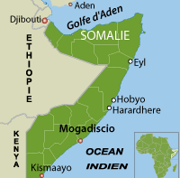 Le golfe d'Aden en Somalie, refuge des pirates.(Carte : RFI)