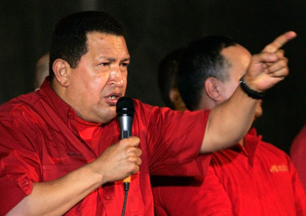 Hugo Chavez, président du Venezuela, lors d'un meeting avec ses partisans, à Caracas, le 11 septembre 2008.(Photo : Reuters)
