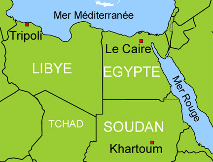 L'enlèvement des 19 otages a eu lieu en Egypte, près de la frontière soudanaise.(Carte: F. Achache / RFI)