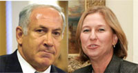 Tzipi Livni (à droite) a appelé le chef du Likoud, la droite nationaliste, Benjamin Netanyahu (à gauche) à se joindre à un gouvernement d'union nationale.(Photo : AFP/Reuters, Montage RFI)