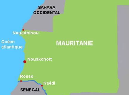 La Mauritanie.(Carte : RFI)