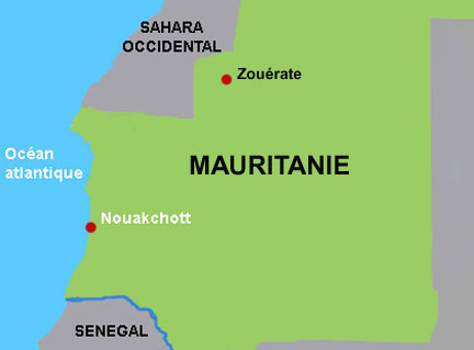 L'attaque s'est produite à 70 km à l'est de la ville minière de Zouérate.(Carte : RFI)