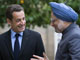 Le président Nicolas Sarkozy (g) reçoit le Premier ministre indien Manmohan Singh au palais de l'Elysée le 30 septembre 2008.(Photo : Reuters)