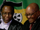 Kgalema Motlanthe, vice-président de l'ANC et président intérimaire d'Afrique du Sud (g) aux côtés de Jacob Zuma, lors d'un point avec la presse à Johannesbourg, le 22 septembre 2008.(Photo : Reuters)
