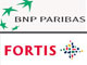 La banque française BNP Parisbas acquiert 75&nbsp;% de Fortis Belgique et 66&nbsp;% de Fortis Luxembourg.(Logos : BNP Paribas/Fortis)