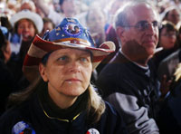 Une militante du Parti républicain lors d’un meeting à Denver dans le Colorado, le 24&nbsp;octobre 2008.(Photo : Reuters)