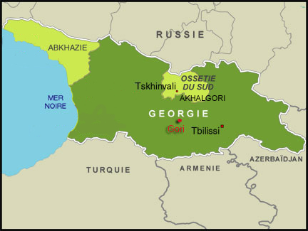 Le district d'Akhalgori a été rebaptisé Leningori par le gouvernement sécessionniste de l'Ossétie du Sud.(Carte/RFI)