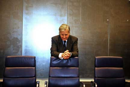 Jean-Claude Trichet, président de la Banque centrale européenne, le 6 octobre 2008, à Luxembourg.(Photo : AFP)