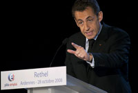 <span>Le président français Nicolas Sarkozy a dévoilé dans les Ardennes les nouvelles mesures de soutien à l’emploi en France.</span>(Photo : Reuters)