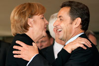 Angela Merkel et Nicolas Sarkozy à Colombey-les-Deux-Eglises, le 11 octobre 2008.( Photo : Reuters )