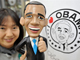 Un magasin de souvenirs à Fukui, Japon : une cliente brandit une poupée à l'effigie du candidat démocrate.(Photo : AFP)
