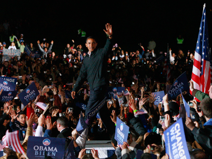 Barack Obama, mardi 4 novembre 2008 à Manassas (Virginie).( Photo : Reuters )