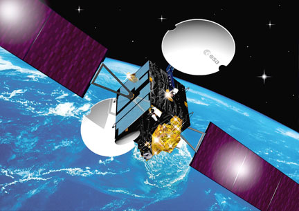 Une projection d'image pour le projet Artemis qui prévoit de développer de nouvelles technologies de télécommunications.(Photo : ESA)
