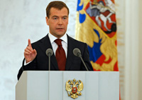 Le président russe Dmitri Medvedev, lors de son premier discours à la Nation, au Kremlin, le 5 novembre 2008.(Photo : Reuters)
