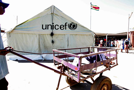 Un malade du choléra est transporté à la polyclinique Budiriro à Harare au Zimbabwe, le 27 novembre 2008.( Photo : Reuters )