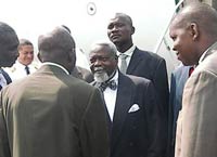 Ange-Felix Patasse, ex-président de la République centrafricaine, à son arrivée à Bangui le 7 décembre à l'occasion du Dialogue politique inclusif.(Photo : AFP)