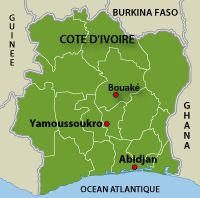 La Côte d'Ivoire.(Carte : L. Mouaoued/RFI)
