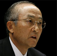  Katsuaki Watanabe, président de Toyota, a annoncé les chiffres de l'entreprise pour l'année 2008.(Photo : Kim Kyung-Hoon/Reuters)