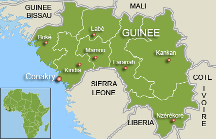 La Guinée et ses principaux chefs-lieux.(Carte : L. Mouaoued/RFI)