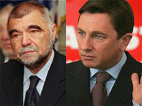 Le président croate, Stipe Mesic (g) et le Premier ministre slovène, Borut Pahor.(Photos : Wikipedia & flickr/montage Rfi)