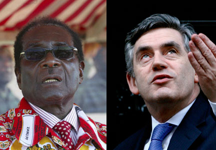 Robert Mugabe et Gordon Brown.( Photos : Reuters )