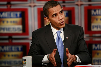 Barack Obama, lors de son premier grand entretien télévisé consacré à la diplomatie, sur la chaîne de télévision NBC, le 7 décembre 2008.(Photo : Reuters)