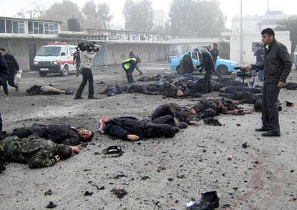 Un quartier général de la police du Hamas a été détruit par un raid aérien à Gaza, le 27 décembre 2008.(Photo : Reuters)