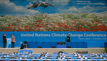 A Poznan, les derniers préparatifs avant l'accueil des participants de la conférence internationale sur le climat.(Photo : Reuters)