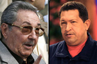 A gauche à droite, Raul Castro et Hugo Chavez.(Photo : Reuters)