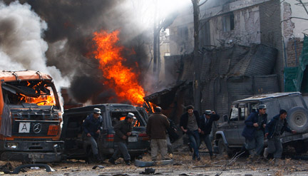 L'attentat suicide à Kaboul a eu lieu devant l'ambassade d'Allemagne, tuant quatre civils afghans, samedi matin 17 janvier 2009.(Photo : Reuters)