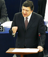 José Manuel Barroso, le président de la Commission européenne, au Parlement de Strasbourg, le 14 janvier 2009. (Photo : Reuters)