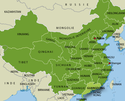 Régions chinoises.(Carte : L. Mouaoued/RFI)