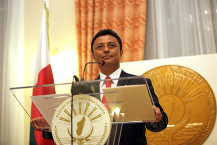 Le président Marc Ravalomanana, lors d'une conférence de presse, le 31 janvier 2009.(Photo : AFP)