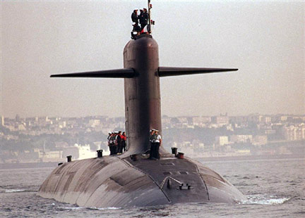 Le sous-marin nucléaire français le Triomphant le 1er juillet 1994.(Photo : Philippe Huguen/AFP)