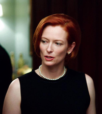 Tilda Swinton dans le film "Burn After Reading" de Joel Coen et Ethan Coen. Elle est la présidente du jury de la 59e Berlinale.© Studio Canal