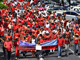 Premier jour de manifestation, le 5 février 2009 à Fort-de-France. Comme en Guadeloupe, les manifestants protestent contre la vie chère, la précarité de l'emploi et pour la revalorisation des salaires.( Photo : Fernard Bibas/ AFP )