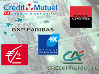 Logos des six banques françaises aidées par l'Etat.(Photo : DR)