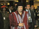 Le colonel Kadhafi quitte le 12e sommet de l'Union africaine.( Photo : AFP )