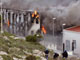 Le Centre d'identification et d'expulsion des clandestins de l'île de Lampedusa en partie ravagé par un incendie, le 17 février 2009.(Photo : Reuters)